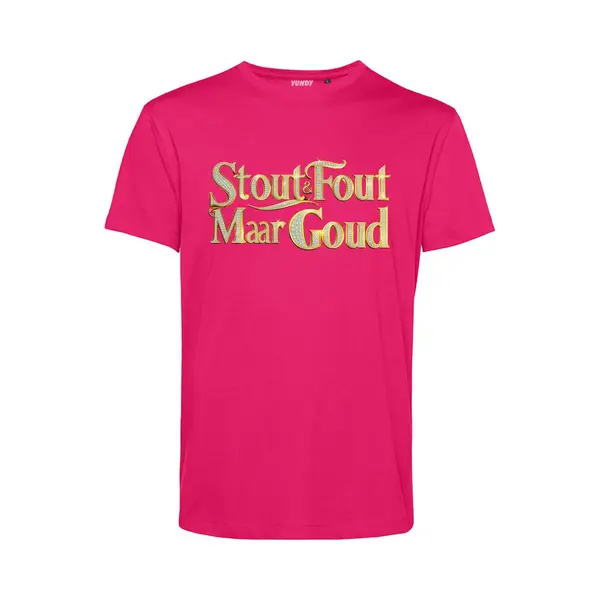 Vundy T-shirt Gouden Tekst Met Diamantjes | Toppers In Concert 2025 | Stout & Fout Maar Goud | Foute Party Shirt | Fuchsia | Maat Xs thumbnail