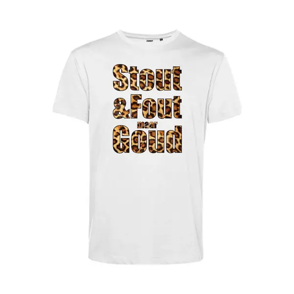 Vundy T-shirt Panter Print Stout & Fout Maar Goud | Toppers In Concert 2025 | Stout & Fout Maar Goud | Foute Party Shirt | Wit | Maat Xl thumbnail