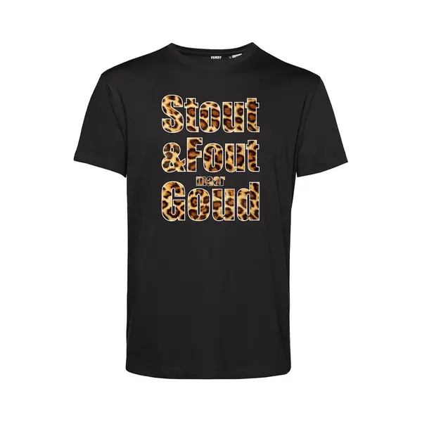 Vundy T-shirt Panter Print Stout & Fout Maar Goud | Toppers In Concert 2025 | Stout & Fout Maar Goud | Foute Party Shirt | Zwart | Maat Xl thumbnail