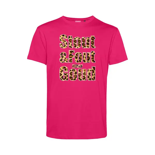 Vundy T-shirt Panter Print Stout & Fout Maar Goud | Toppers In Concert 2025 | Stout & Fout Maar Goud | Foute Party Shirt | Fuchsia | Maat S thumbnail