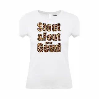 Vundy Dames T-shirt Panter Print Stout & Fout Maar Goud | Toppers In Concert 2025 | Stout & Fout Maar Goud | Foute Party Shirt | Wit Dames | Maat Xl