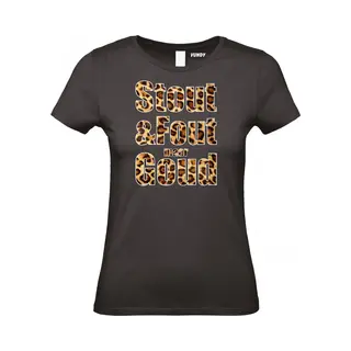 Vundy Dames T-shirt Panter Print Stout & Fout Maar Goud | Toppers In Concert 2025 | Stout & Fout Maar Goud | Foute Party Shirt | Zwart Dames | Maat Xxl