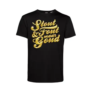 Vundy T-shirt Tekst Stout & Fout Maar Goud | Toppers In Concert 2025 | Stout & Fout Maar Goud | Foute Party Shirt | Zwart | Maat L