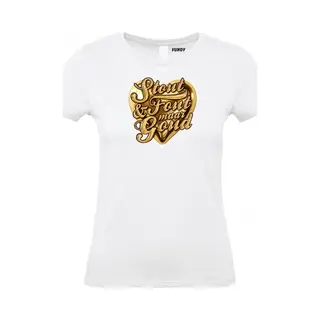 Vundy Dames T-shirt Gouden Hart | Toppers In Concert 2025 | Stout & Fout Maar Goud | Foute Party Shirt | Wit Dames | Maat L