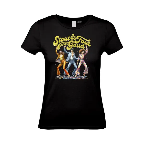 Vundy Dames T-shirt Foute Disco | Toppers In Concert 2025 | Stout & Fout Maar Goud | Foute Party Shirt | Zwart Dames | Maat Xl thumbnail