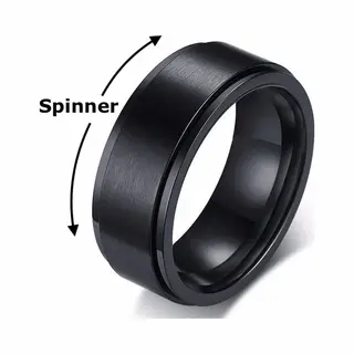 TrendFox Fidget Ring Zwart - Anxiety Ring - Fidget Toy Om Je Vinger! - Staal - Ringen Heren Dames - Valentijnsdag - Valentijn Cadeautje Voor Hem