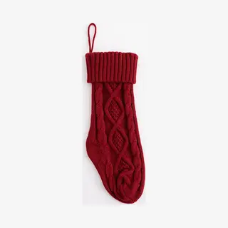 Without Lemon - Gebreide Kerstsok Decoratie - Klassiek - Feest - Kerst - Decoratie - Cadeau - Ophangen - 1 Stuk - 46CM - Rood