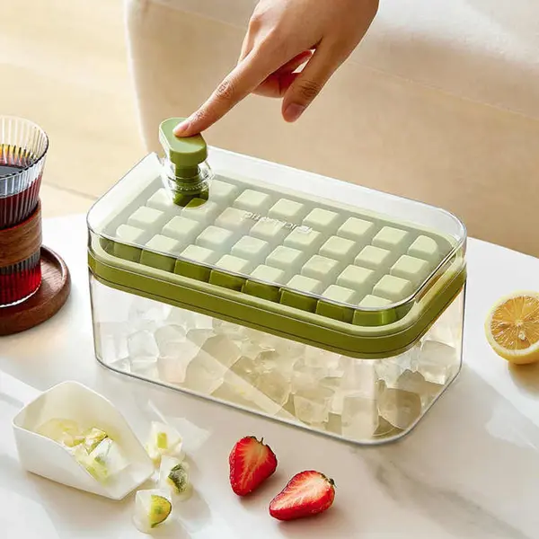 Without Lemon - IJsblokjes Vorm Met Bak En Deksel - IJsklontjes - Ice Cube Tray With Lid - Zomer - Bpa Vrij - Cocktails - Ijsjes - Smoothies - Sapjes thumbnail