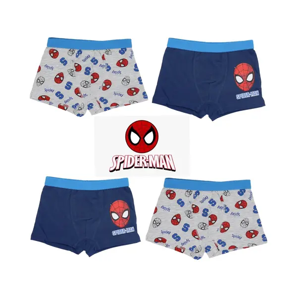 Marvel Spiderman Boxershort - Set Van 4 Stuks - Blauw + Grijs - Maat 122/128 thumbnail