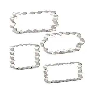 Winkrs Uitsteekvormen Set Van 4 - Rechthoeken Met Geschulpte Rand - Mal Voor Koekjesdeeg, Fondant, Kaas Etc.