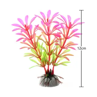 Winkrs Aquarium Plantje Op Nep Steen - Kunstplant Met Roze/groene Blaadjes - Waterplantje 12 Cm - Geschikt Voor Terrarium