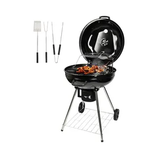 Goliving - Holzkohlegrill Auf Rollen - Inklusive Zubehör - Xxl Bbq Mit Deckel - Ø 54 Cm - 65 X 89 Cm - Metall - Schwarz