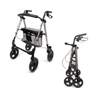 Parvum Nova Rollator - Lichtgewicht (6, 9kg) En Opvouwbaar - Incl. Stokhouder & Rugleuning - Grijs