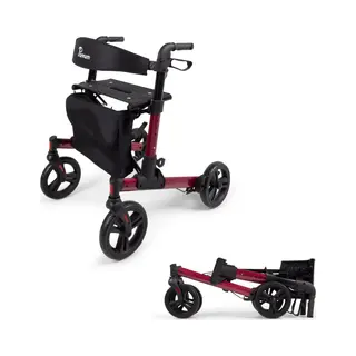 Parvum Riva Rollator - Dubbel Opvouwbaar En Lichtgewicht (6, 6kg) - Incl. Stokhouder, Tas & Rugleuning - Rood