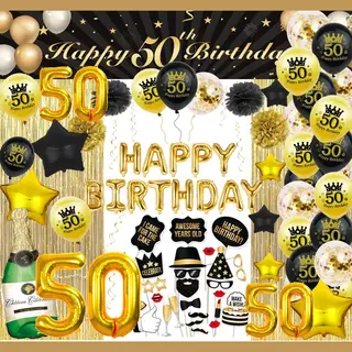 FeestmetJoep 50 Jaar Verjaardag Versiering - 50 Jaar Feest Verjaardag Versiering Set 87-delig - Happy Birthday Slinger & Ballonnen - Decoratie Man