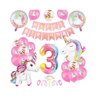 FeestmetJoep® Eenhoorn 3 Jaar Verjaardag Versiering - Unicorn Thema