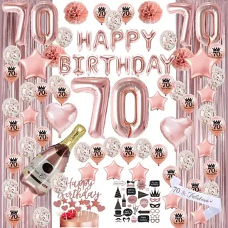 FeestmetJoep® 70 Jaar Verjaardag Versiering & Ballonnen - Rose Goud