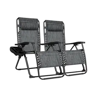 Vaive Luxury Garden Chairs Duo Set - Verstellbarer Gartenstuhl Und Liege - 30°-90° Verstellbar - Garten - Metall - Schwarz