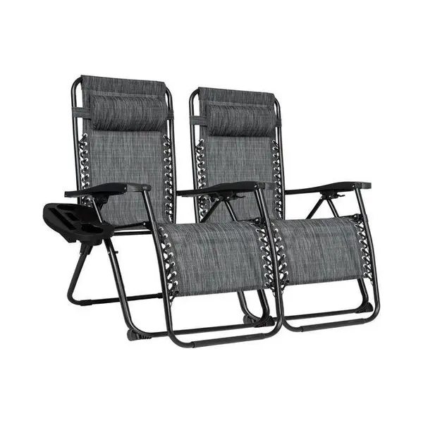 Vaive Luxury Garden Chairs Duo Set - Verstellbarer Gartenstuhl Und Liege - 30°-90° Verstellbar - Garten - Metall - Schwarz thumbnail