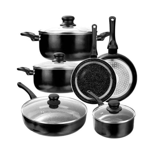 CeraFusion Keramikpfannen Set 10-teilig - Set Mit Bratpfannen, Stielkasserolle, Kochtöpfen - Induktionspfannen - Pfannensets Aluminium thumbnail