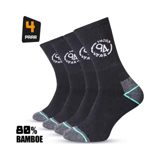 Premium Bamboe Werksokken - Heren En Dames 4-paar - Maat 39-42 - 80% Bamboe - Droge & Koele Voeten
