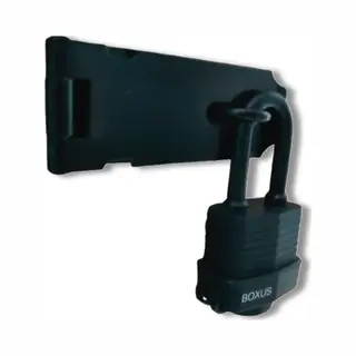 Boxus - Overvalslot Met Hangslot - Zwart Rvs - 100x40 - Sterk - 2 Sleutels - Slot Voor Deur, Koffer, Kast, Schuur, Poort, Hek, Slaapkamer, Tuin, Raam,