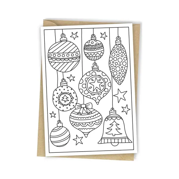 Hippekaartjeswinkel Inkleurkaart Kerstballen - Incl Kraft Envelop - Kerst - Kerstkaarten - Kinder Kerstkaart - Kerstwensen thumbnail