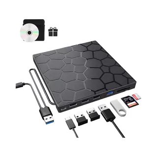Narlix - Externe Dvd Speler - Externe Dvd Speler Voor Laptop - Dvd/Cd Drive Voor Laptop - Brander - Optical Drive - Usb 3.0 & Usb C - Geschikt Voor
