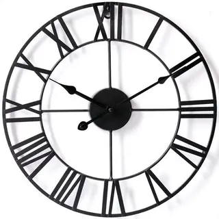 Goliving Wandklok Industrieel - Stil Uurwerk - Moderne Wandklok - Metaal - Ø 60 Cm - Zwart