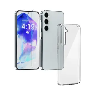 My Case Hoesje Geschikt Voor Samsung A55 Transparant - 2x Screenprotector - Beschermglas Screen Protector- Anti Shock Hoes Camera Case