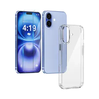 My Case Hoesje Geschikt Voor IPhone 16 Transparant - 2x Screenprotector - Beschermglas Screen Protector - Anti Shock Hoesje Case