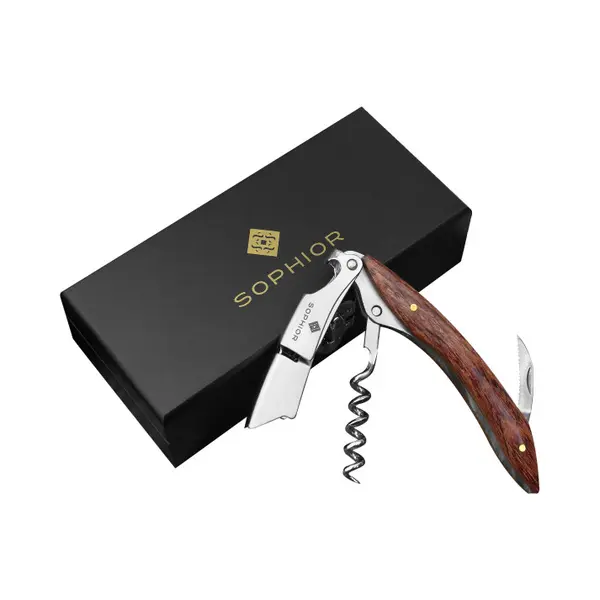 Sophior – Kelnersmes – Kurkentrekker & Wijnopener – Rozenhout – Luxe Geschenkdoos thumbnail