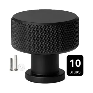 Msqdesign - Luxe Kastknop Zwart (Metaal) - Kastknoppen Zwart - 10 Stuks - Deurknopjes Zwart Voor Kast - Deurknop Zwart - Deurknopjes Zwart - Handgreep