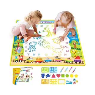Rs Goods Water Tekenmat Met 18 Accessoires - Met 4 Waterpennen - Speelgoed 2 Jaar - Speelgoed 3 Jaar - Speelgoed 4 Jaar - Speelgoed 5 Jaar - Montessori