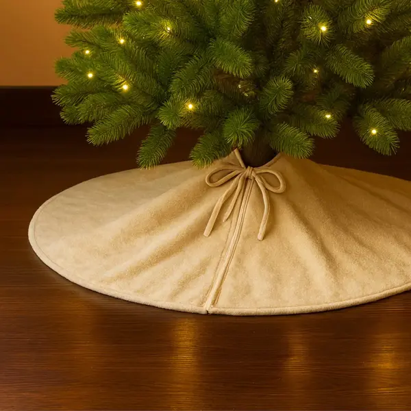 Solud® Kerstboomrok - Kerstboomkleed Ø115 Cm Beige - Kerstboomhuls - Kerstboommand - Kerstboom Dekentje thumbnail