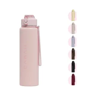 Cabau Bloom Rvs Waterfles 870ml Soft Pink | Geïsoleerde Bpa-vrije & Lekvrije Thermosfles | Duurzame Herbruikbare Drinkfles Met Schoonmaakborstel &