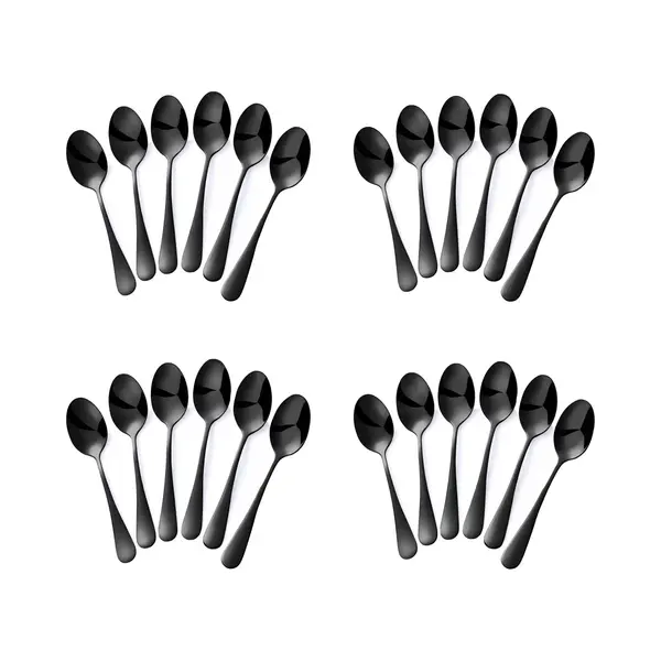 Alheco 24 Ovale Koffielepels - 13.8cm - Rvs Koffielepeltjes - Zwart thumbnail