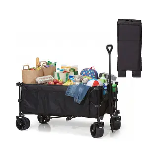 Aldorr Xxl Bollerwagen - 300L Faltbar & Geländetauglich - 300L Gepäckraum - 300kg Tragkraft - All-Terrain Pu-Lederräder - Abnehmbare Seitentasche -