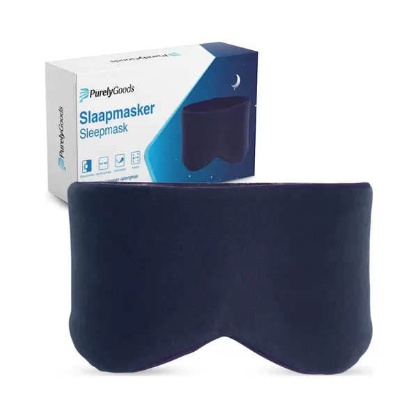 PurelyGoods® Slaapmasker - Oogmasker - Verduisterend - Slaap Masker - Mannen En Vrouwen - Katoen - Donkerblauw thumbnail