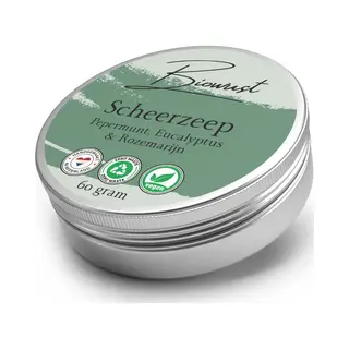 Biowust Scheerzeep Pepermunt, Eucalyptus & Rozemarijn – Voor Mannen & Vrouwen - Handgemaakt In Nederland – 100% Vegan – Palmolievrij –