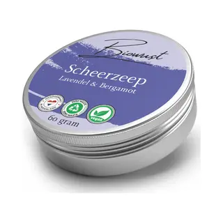 Biowust Scheerzeep Lavendel & Bergamot – Voor Mannen & Vrouwen - Handgemaakt In Nederland – 100% Vegan – Palmolievrij – Plasticvrij – 60g