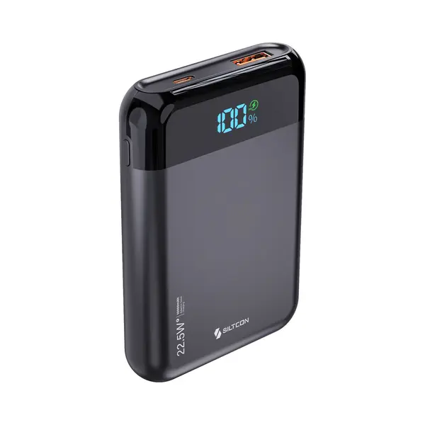 Siltcon® Ultra Compacte Powerbank 10000 MAh - 22.5W Snellader – Usb-C / A - Led Indicatie - Noodpakket – Universeel Voor Telefoons, Tablets & thumbnail