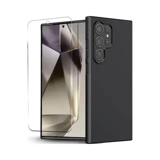 Nuvex Hoesje Geschikt Voor Samsung Galaxy S24 Ultra Zwart Telefoonhoesje - Anti-Shock Case Cover Met 1x Screenprotector