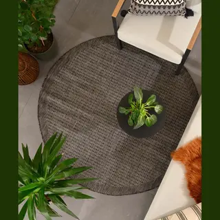 TrueWeave Buitenkleed Rond - Coastal Zwart 160 Cm