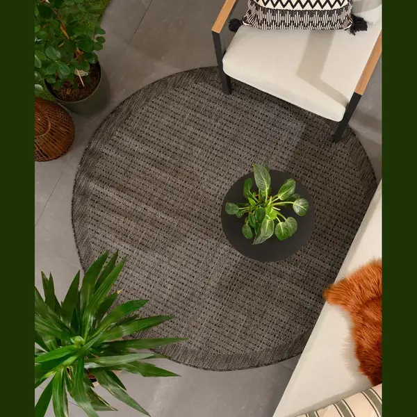 TrueWeave Buitenkleed Rond - Coastal Zwart 160 Cm thumbnail
