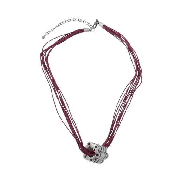 Behave - Dames Ketting Paars Met Bloemen Hanger 40 Cm - Nikkelvrij - Handgemaakt En Stijlvol thumbnail