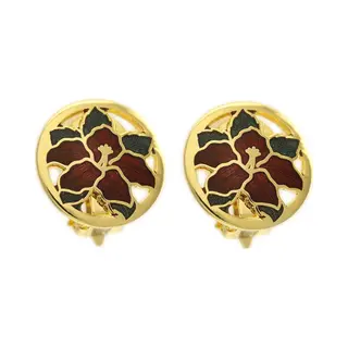 Behave - Clip Oorbellen Lelie Bloem Bordeaux - Goudkleur Vintage Look 2, 5 Cm