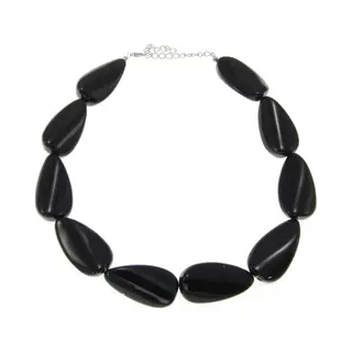 Behave - Ketting Met Acryl Kralen - Nikkelvrij - 43 Cm + Verlengketting - Trendy Zwart