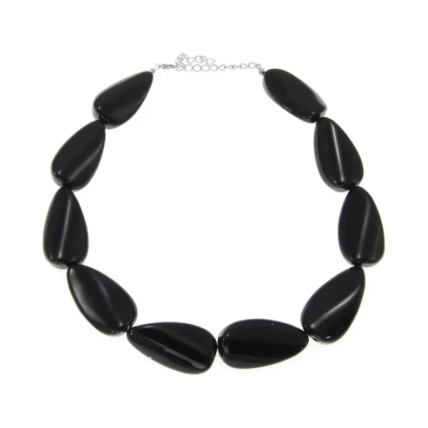 Behave - Ketting Met Acryl Kralen - Nikkelvrij - 43 Cm + Verlengketting - Trendy Zwart thumbnail