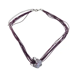 Behave - Ketting Paars Met Bloem Hanger En Steentjes - 40 Cm